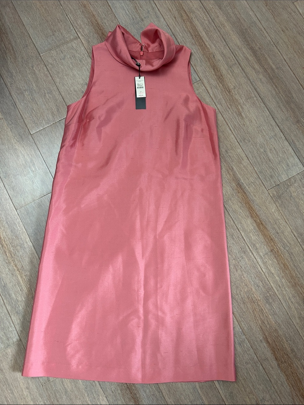 Talbots Silk Rose gold Sleeveless Midi Dress with Cowl Neck size 4P